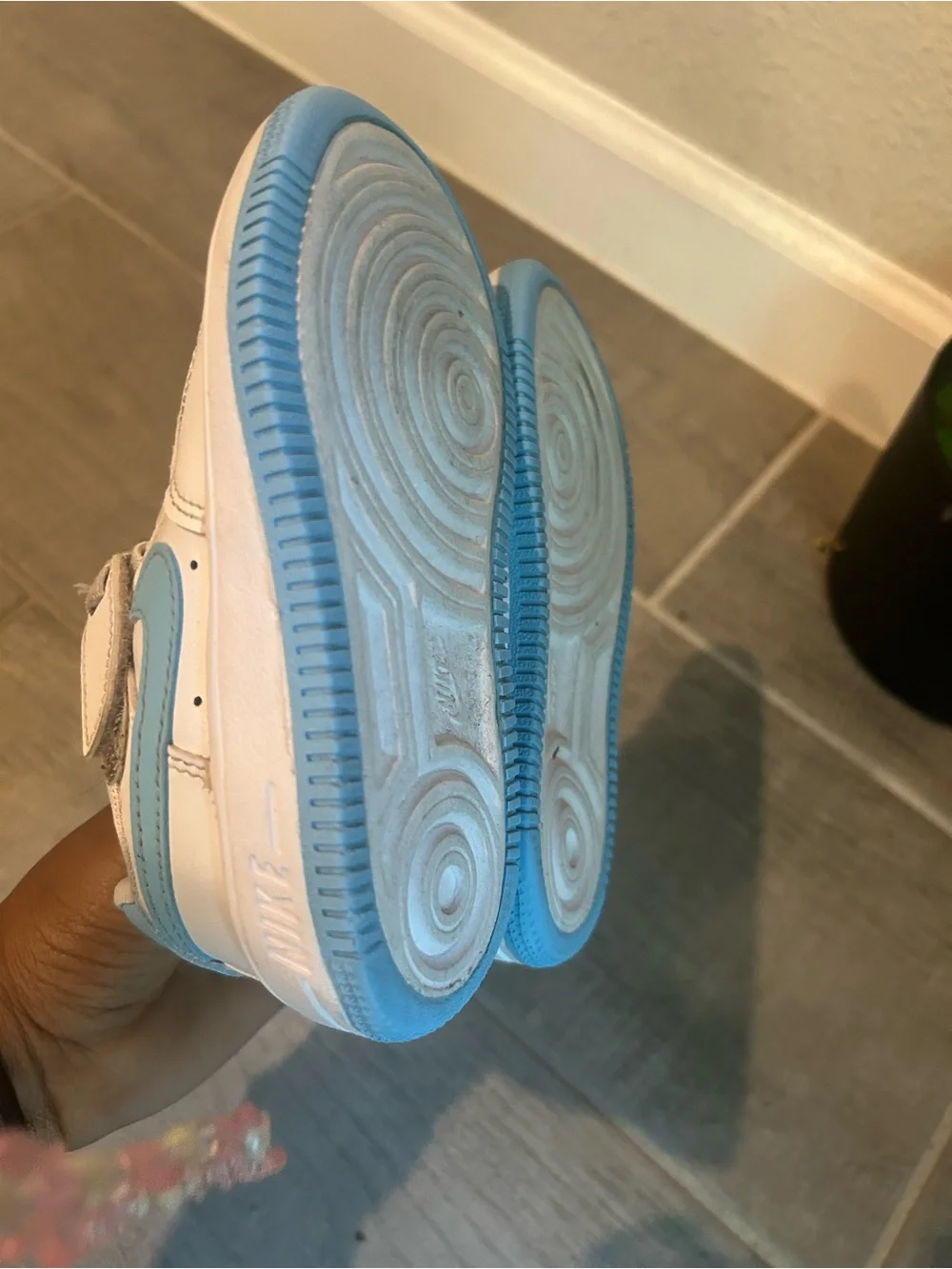 Nike Kids White Sneakers with Light Blue Accents
